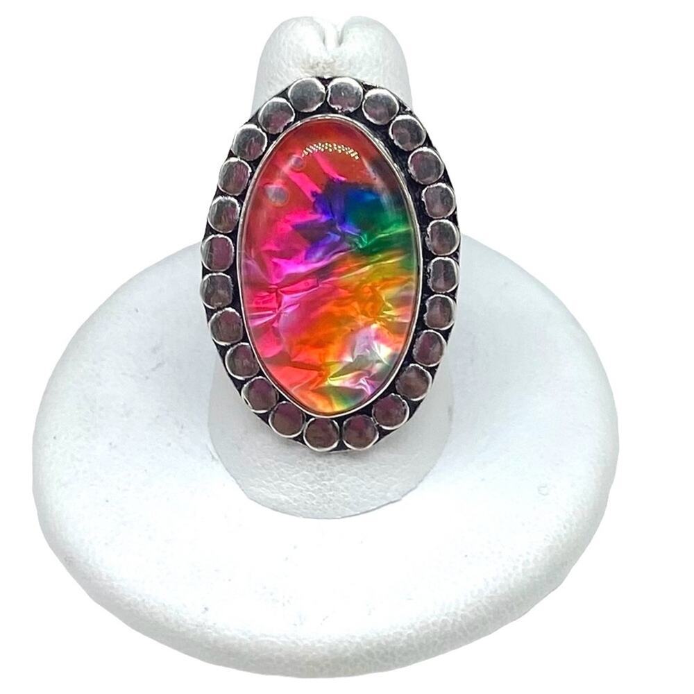 Multicolor Oval Statement Ring